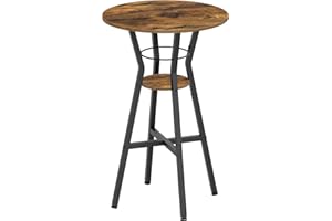 YATINEY Tavolo da Bar, Tavolo Bistrot Rotondo Alto a 2 Livelli, Tavolino Alto per Casa, Ideale per Cucina, Soggiorno, Sala Riunioni, Bar, Marrone Vintage e Nero XBT03BR