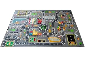 FODELIUY Kinderzimmerteppich, Spielteppiche mit Antirutsch Rücken, Straßenteppich für Junge Mädchen Baby (Größe:80×120cm)