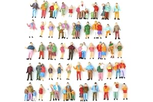 URPIZY Lot de 100 figurines peintes 1:50 (hauteur 3,5 cm) pour modélisme trains à l'échelle OO assis et debout pour scènes miniatures