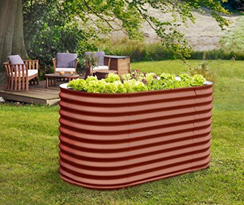 Hochbeet rot 162 x 82 x 86 cm Form oval Bausatz aus Metall-Blech von Gartenpirat® - 3