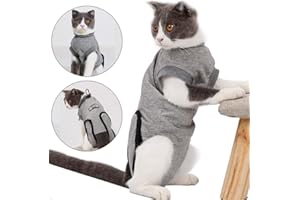 MIGHTYDUTY katzenbody Nach Op Recovery Suit Baumwolle weich Atmungsaktiv Katzen Kleidung mit elastischem Kragen Schnalle für Katzen Kleiner Hunde bei Wunden und Hauterkrankungen etc. (XXS)