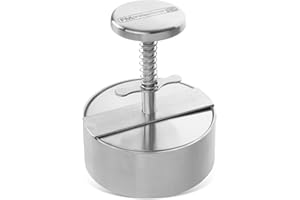 FMPROFESSIONAL Fm Professional 22205 Presse burger, presse viande pour burger, presse à hamburger, Acier inoxydable, Argenté, 14 x 11 x 11 cm