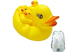 MAXQUU 4 Piezas de Juguete de Baño de Pato de Goma Con Bolsa de Almacenamiento, Flotante Para Piscina, Clásico Para el Baño