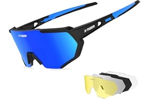 X-TIGER Occhiali Da Ciclismo Con 5 Lenti intercambiabili, TR90 Occhiali Bici MTB per Ciclismo Corsa Pesca Guida