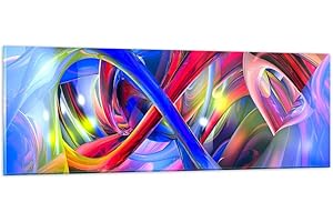 ARTTOR Moderne Impression sur Verre Résumé illustrations graphiques couleurs Image Tableau en Verre Decoration Murale 90x30cm Deco Salon Chambre Panoramique Petit Tableaux Decoratifs Muraux Art GAB90x30-2294