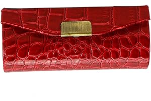 zalati Custodia in pelle con chiusura a bottone per rossetto con specchio per scatola regalo (rosso)