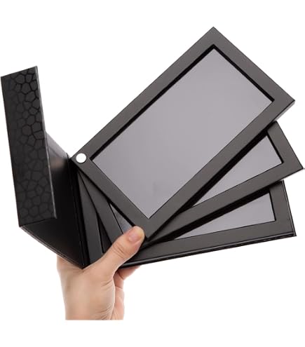 Tavolozza Magnetica Vuota 4 Strati Fai Da Te - Effetto Legno Bianco + Spatola E 100 Adesivi Metallici - Organizer Per Trucco Con Forte Magnetismo