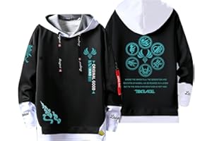 acsewater Sweat à Capuche Unisexe Genshin Impact Faux Deux pièces surpiqûres Sweats Xiao Sweat à Capuche Genshin Impact Xiao Cosplay Sweat