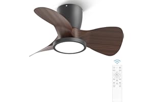 Ateroll Ventilatore da Soffitto con Luce, Dimmerabile 3CCT (3000K-4000K-5000K), Ventilatore da Soffitto 1800LM Con Telecomando, 4 Velocità, Timer, Adatto per Soggiorno, Cucina, Camera da Letto
