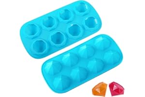 Webake Set di 2 Stampi per Cubetti di Ghiaccio in Silicone Diamond Ghiaccio Stampo per uso Alimentare, Riutilizzabili, per Whisky, Cocktail, Succhi e Bevande