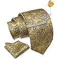 Axlon Pasiley Tie For Men – Formal Ties Set With Pocket Square, Cufflink, Tie Clip & Flower Pin With Gift Box For Mens (AXPL)