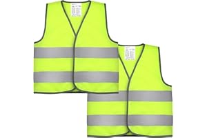 Firtink 2 Pieces Hi Vis Vests for Kids,High Visibility Reflective Vest,High Vis Vest,Hi Safety Vests,High Vis Jacket with Reflective Strips for Kids Outdoor