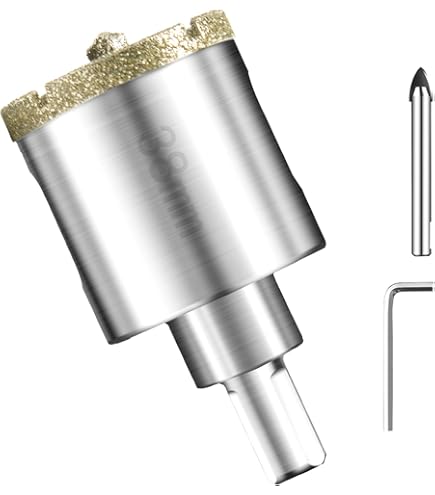 Meccion Diamant gatzaag, tegelboor met centreerboor, gesoldeerde diamant, kerngatboor voor porselein, keramiek, glas, graniet, tegels, fijn steengoed, marmer (65 mm