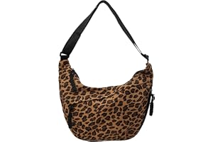 Generisk dam halvmåne axelväska väska nylon crossbody bag dam flera fickor axelväska med justerbar axelrem leopard/enfärgad s