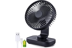 Panlom Ventilateur de Table 4 Vitesses Silencieux Variable à 90° Mini Ventilateur de Bureau USB Rechargeable Parfait pour Chambre à Coucher (bleu foncé)