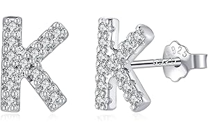 TIZU Orecchini con Lettere in Argento 925 Alberino Orecchini Anallergici per Donna Bambina Ragazza Orecchini Piccoli Iniziali con Zirconi Cubici Idee Regalo per Lei