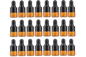 ERICOTRY echo-ove - Bottiglie di vetro con contagocce da 1 ml e minuscole bottiglie vuote in vetro ambrato con contagocce in vetro, per oli essenziali aromaterapia, cosmetici (24)