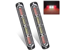 Teguangmei 2 x 24LED Feux Stroboscopique 12-24V Ultra Mince d'urgence Danger Lumière LED Stroboscope D'urgence Lampe pour Construction Camion Voiture Véhicule Rouge/Blanc/Rouge