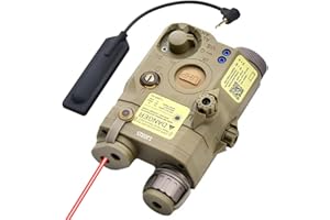 Zhongren Tactical PEQ-15 Upgrade Version Battery Case Box Red/Green/Blue + LED White Flashlight for Airsoft Paintball Hunting AEG GBB CQB (Tan,Red)