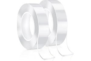 Bolatus Dwustronna taśma klejąca, przezroczysta, bardzo mocna, nano, dwustronna, dwustronna, cienka, do domu, kuchni, samochodu lub uniwersalnej (2 rolki)