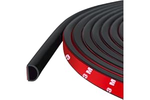 PROTALWELL Burlete de puerta autoadhesivo flexible de silicona en forma de D para marcos de puertas y ventanas, 6 m de largo, color negro (9 mm de ancho x 6 mm de alto)