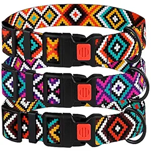 CollarDirect Aztec Dog Collar Adjustable Nylon Tribal Pattern Geometric Pet Collars for Dogs Small Medium Large Puppy (Tribal Magenta, Neck Fit 14
