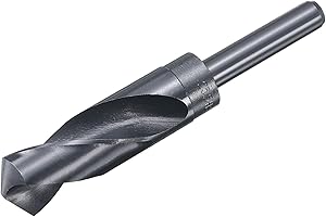 sourcing map Punta da trapano da 25 mm con codolo ridotto 9341 in acciaio ad alta velocità HSS nitrurazione superficie nera 135° per acciaio, lega di alluminio, legno, plastica, metallo