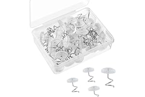 GAAINES 50Pcs Upholstery Pins,Stainless Steel Transparent Upholstery Tacks,Clear Heads Twist Pins,Hold Twist Pinss for Repairing Sagging Slipcovers, Loose Drapery and Bedskirts