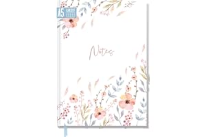 Cuaderno A5 a cuadros "Sweet Flowers" de Trendstuff by Häfft - 124 páginas, 62 hojas - ideal como diario, journal, libro de ideas, bloc de notas - sostenible y respetuoso con el medio ambiente