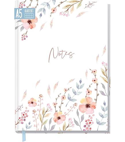 paper&you® notitieboek A5 geruit met elastiek Wild Blossoms 156 pagina's, 78 vel, 100 g/m² premium papier, als dagboek, agenda, notitieboek - duurzaam & klimaatvriendelijk paper&you® notitieboek A5 geruit met elastiek Wild Blossoms 156 pagina's, 78 vel, 100 g/m² premium papier, als dagboek, agenda, notitieboek - duurzaam & klimaatvriendelijk