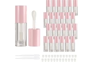 COSIDEA 14 leere 6 ml große Doe Foot Zauberstab, klobige Lipgloss-Röhren für DIY-Lipgloss, rosafarbene runde Lipgloss-Behälter mit dickem Zauberstab