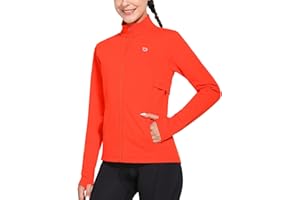 BALEAF Damska kurtka do biegania, zimowa kurtka rowerowa, wodoszczelna, oddychająca, termiczna, polarowa, ciepła kurtka treningowa z zamkiem błyskawicznym, otwór na kciuk, na zimę, do jazdy na rowerze, wędrówek