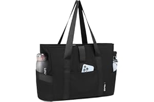 MYQ MOYAQI Moyaqi Women Tote bag with Zip Large Laptop Tote Bag for School Waterproof Nylon for Travel Gym College Men Small Black