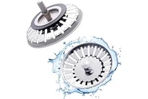 QLOUNI 2pcs Tapón Fregadero Filtr de Cocina - Diámetro 84mm Colador Fregadero de Acero Inoxidable