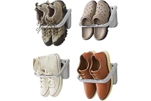 sigaer Schuhhalter Faltbar Wand Montiert 4 Stück Faltbare hängen Schuhen Wandregal Schuhablage Hängeregal ohne Bohren für Eingangstür Badezimmer, Grau