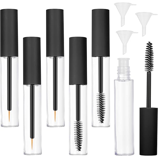 9-teiliges Set Leere Mascara-, Eyeliner-, Lipgloss-Tuben – Mit Pinseln, Trichter & Etiketten