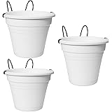 esto24 3er Set Hängetopf aus Kunststoff mit abnehmbaren Wasserüberlauf Ø 20 cm, Blumentopf in 6 Farben erhältlich (3X Weiß)