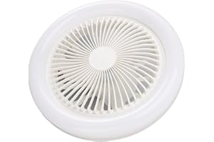 Saluaqui Plafonnier avec Ventilateur, 36W Ventilateur de Plafond avec Lampe, 9.5" Petite Lampe de Ventilateur LED E27 Silencieuse pour Salon Salle à Manger Chambre Bureau 86-265V Blanc