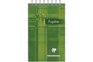 Clairefontaine 8556C Notatnik kołowy- 7,5x12,7 cm - 120 odrywanych kartek w linie - 90 g białego papieru - laminowana okładka - losowy kolor