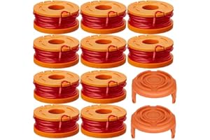 zingking 10pcs Rocchetti Filo Decespugliatore in Nylon 30cm/1.65mm per WG163 WG180 WG175 WG150 WG160 con 2pcs Coperchio di Ricambio