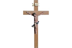 Kaltner Präsente, crocifisso con Gesù Cristo, da parete, in legno, 15 cm, dipinto a mano