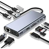SZPACMATE USB C HUB, Yerleştirme İstasyonu, 11'i 1 arada USB C Adapt&ouml;r&uuml;, 4K HDMI, VGA, USB 3.0 Bağlantı Noktaları, C Tipi PD,