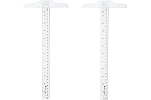 LEZEVN Berolle 2pcs 30cm T-Square Double Side Scale T Shape Ruler Plastic Transparent T-Ruler for Drafting and General Layout Work