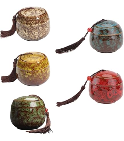 Boîte à Thé Hermétique Céramique Style Chinois Vintage Rouge - Rangement Élégant Pour Thé, Sucre Et Épices
