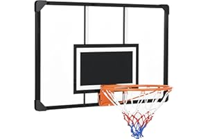 SPORTNOW Canasta de Baloncesto de Pared con Red y Marco de Acero Tablero para Interior Exterior 113x61x73 cm Negro