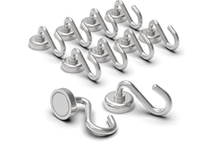Ant Mag Magnetic Hooks 10 Pack 10KG (22LBS) Strong Magnets Hook with Neodymium Rare Earth for Cruise Ship Accessories Hanging Door Holder Keys Home Office Refrigerators BBQ