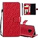 Produktbild COTDINFOR Samsung S9 Plus Protective Hülle Elegant PU Tasche Leder Flip Schutzhülle Cover im Bookstyle Kartenfächer Magnet Etui Schale für Samsung Galaxy S9 Plus Red Rattan KT.