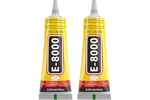 EONFAVE E8000 Glue - 2PC Super Glue - Transperant Multi-Function Glues Suitable for Phone Jewelry Glass Wood Metal Fabric (15mlx2 Pack)