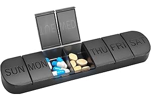 QDDfufu Portapillole Settimanale, Porta Pastiglie Settimanale, Porta Pillole Aettimanale a 7 Scomparti, Portapillole da 7 Giorni per Pianificare la Distribuzione dei Farmaci, Facile da Trasportare