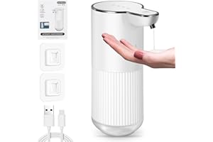 KKMOL Automatyczny dozownik mydła, elektryczny dozownik mydła z czujnikiem, 350 ml, bezdotykowy automatyczny dozownik mydła, ładowanie przez USB, wodoszczelność IPX5, do łazienki, kuchni, biura